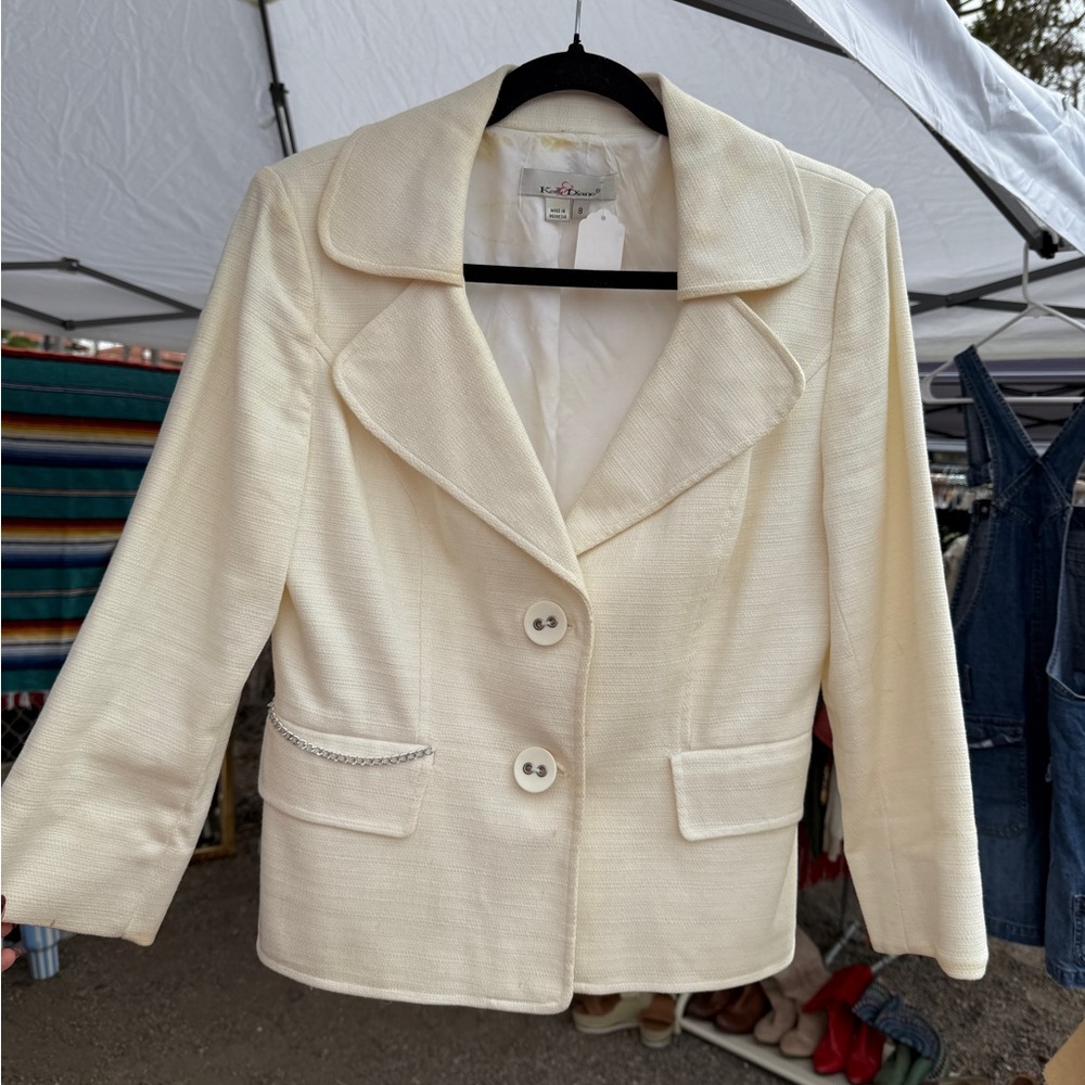 Kelli Diane Cream Women's Blazer with Button Detail